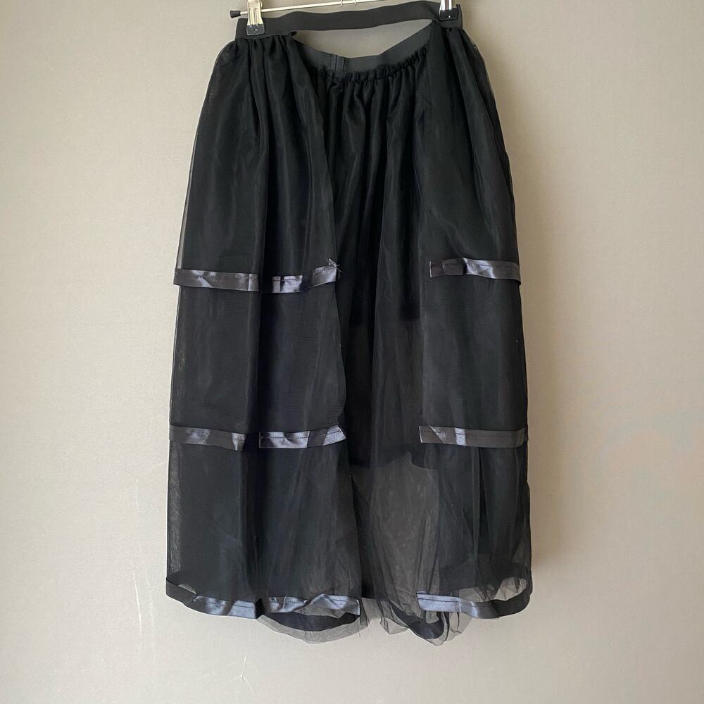 Gothic sz S black sheer half train skirt‎